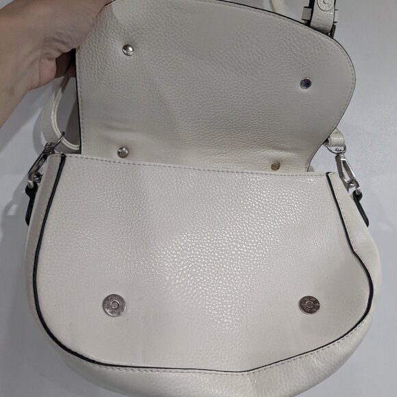 DION Faux Leather Crossbody Bag Purse White - Picture 3 of 6